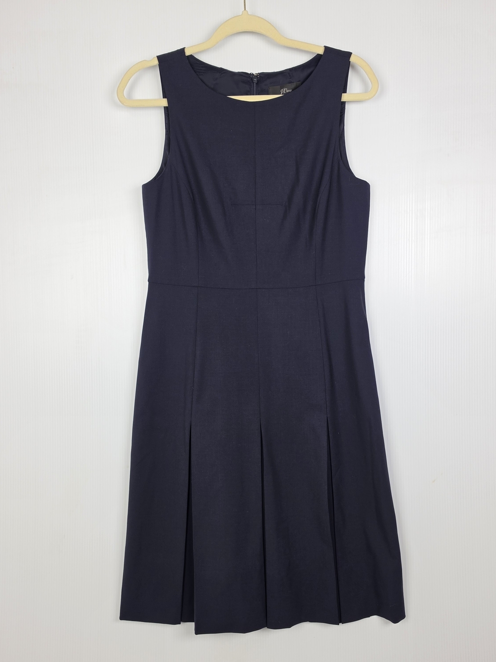 J. Crew Preppy Navy Pleated Sleeveless Midi Dress - Cashmere